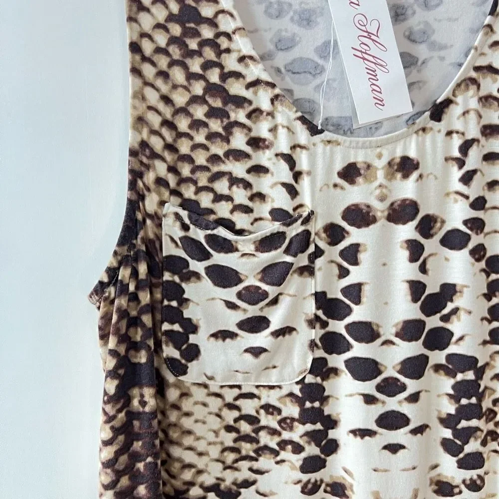 Mara Hoffman Gabriela Sand Multi One Piece Swimsuit Snake Print Sz M SPF 50 NWT